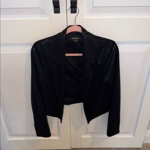 Bebe Black Textured Cropped Blazer
